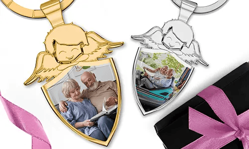 Guardian angel keychain shield with your grandma photo