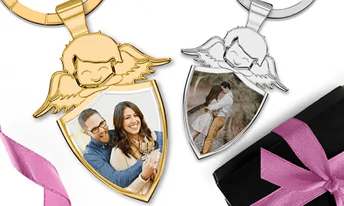 Guardian angel keychain with your photo