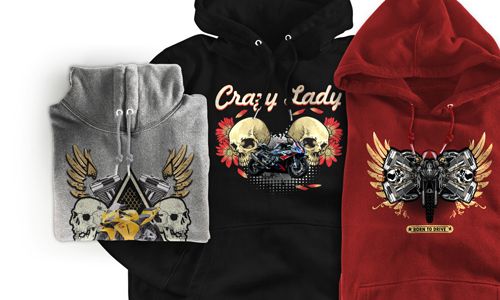 Sweat à capuche avec silhouette de moto