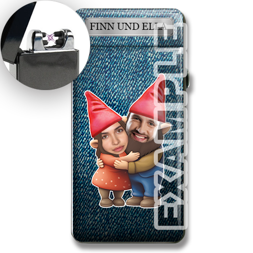 Personalised lighter with garden gnomes couple or friends