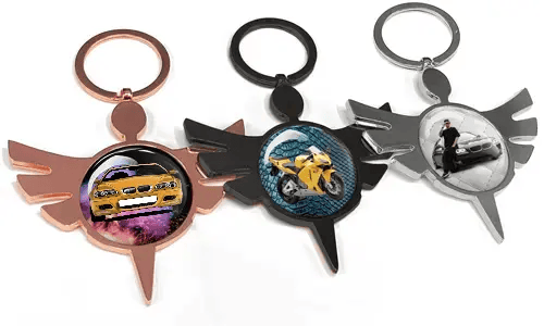 Llavero redondo ángel auto – regalo único