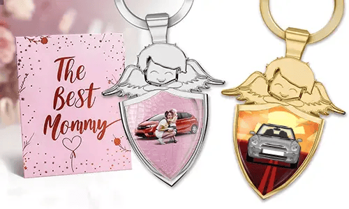Personalised angel keychain shield - gift for your mother
