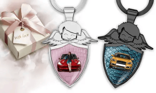 Guardian angel keychain with your girlfriend's vehicle