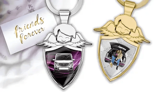 Guardian angel keychain with your best friend's vehicle
