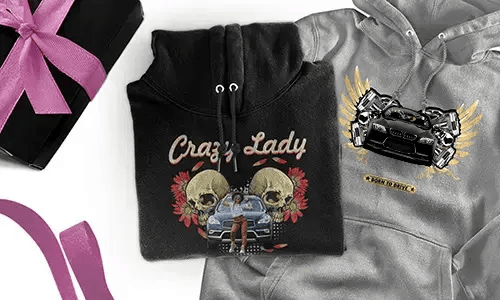 Personalisierte Hoodie mit Auto-Motiv für deine Freundin