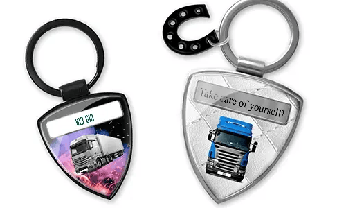 Keychain shield with truck image