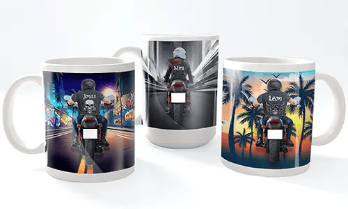 Motorrad-Tasse mit Namen