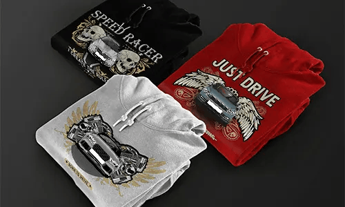 Diseño de sudadera con silueta de coche