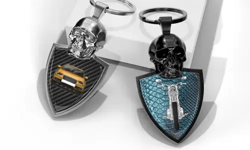 Porte-Clés Tête De Mort Avec Voiture
