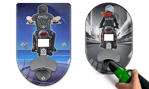 Apribottiglie da parete moto con nome