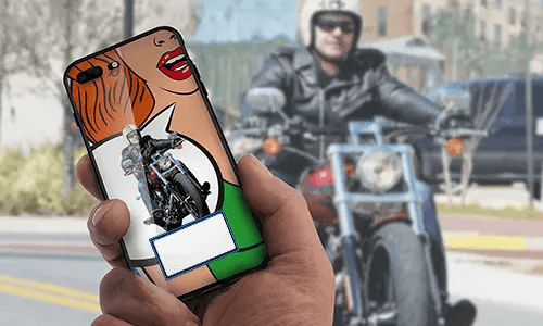 personalisierte handyhülle mit Motorradsilhouette auf dem Motorrad Hintergrund handyhülle personalisieren