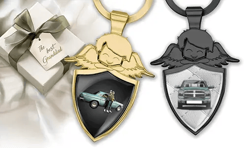 Personalised angel keychain shield - gift for your grandpa