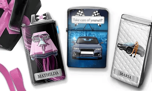 personalisiertes feuerzeug in drei Varianten feuerzeug selbst gestalten