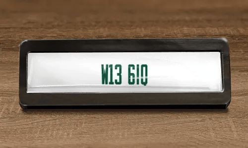 license plate magnet on the table