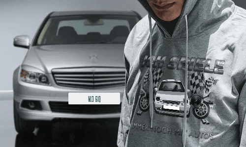 tuning pullover Grau mit dem Wagen auf dem Hintergrund turbo hoodie