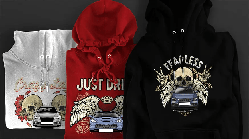 Design mikiny s siluetou auta
