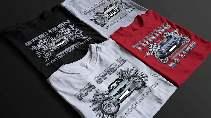 shirt tuning in vier verschiedenen Farben t shirt tuning