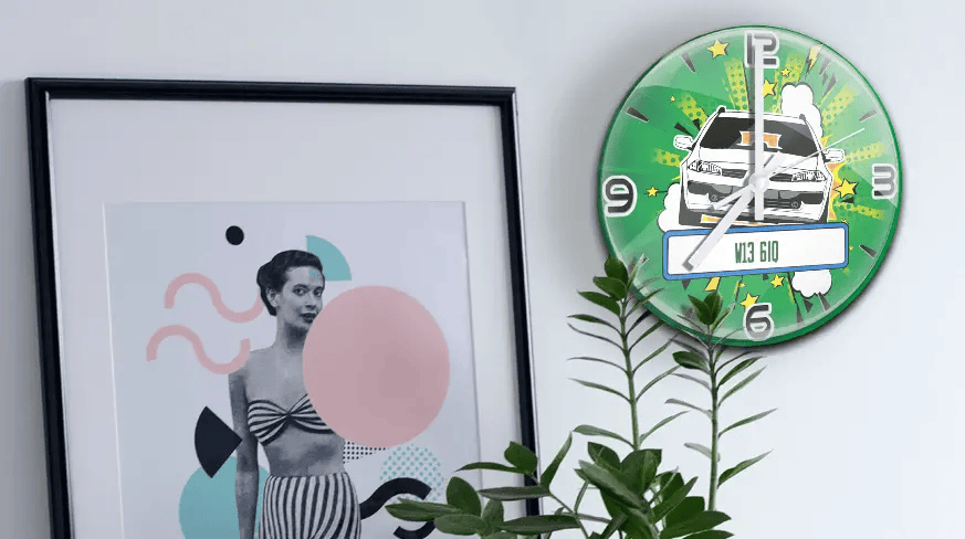 Wall Clock Comic - Car Silhouette